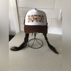 NWOT Adjustable Brown Trucker Hat- HOWDY